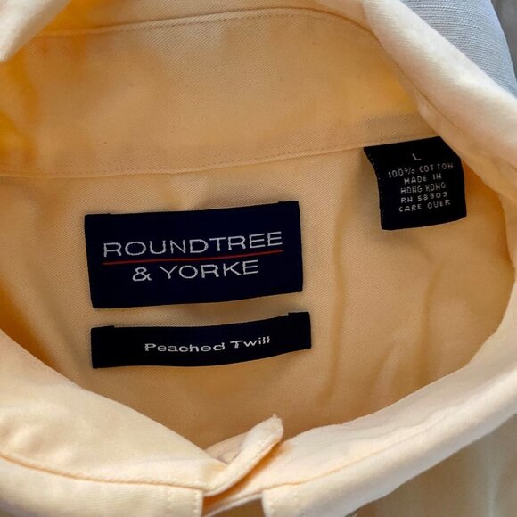 Roundtree & Yorke Short Sleeve Button Down Shirt Yellow Men's Large - Picture 6 of 8
